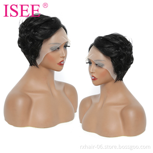 Summer Hot Sale Short Pixie Cut Transparent Lace Wig Human Hair Cheap Short Pixie Wigs For Black Women Perruque Naturelle Courte
